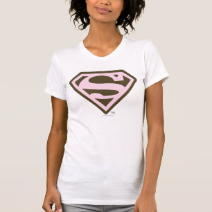 スーパーガール・ピンク・アンド・ブラウンのロゴ Tシャツ