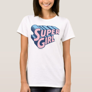 スーパーガール・ピンク・アンド・ブルー・ロゴ Tシャツ