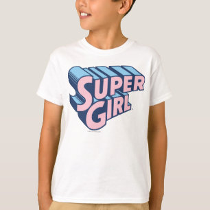 スーパーガール・ピンク・アンド・ブルー・ロゴ Tシャツ