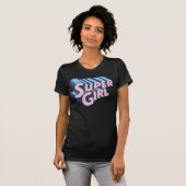 スーパーガール・ピンク・アンド・ブルー・ロゴ Tシャツ (正面フル)