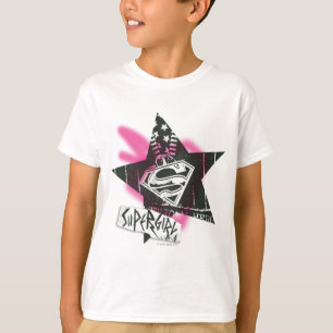 スーパーガール・ピンク・ス絵を描プレー・スター Tシャツ