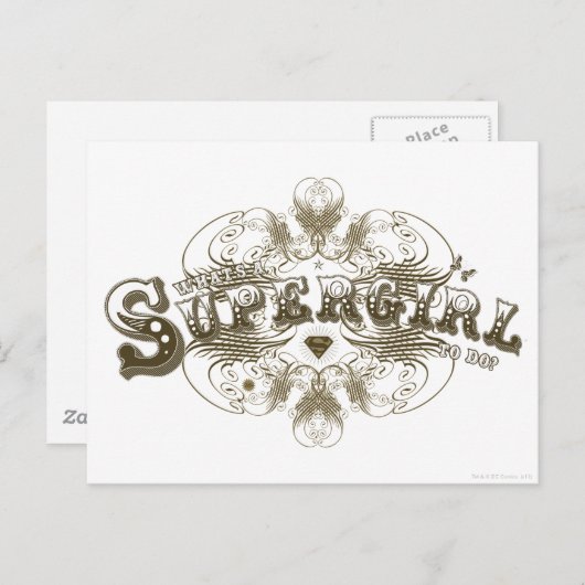 スーパーガール,ブラウンをする女の子とは ポストカード (正面/裏面)