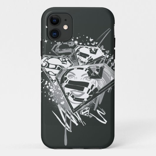 スーパーガール・ブラック・アンド・ホワイト Case-Mate iPhoneケース (裏面)