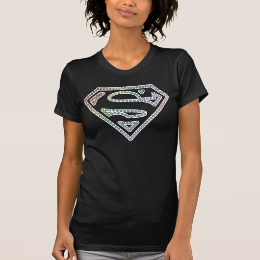 スーパーガール・レインボー・アウトライン・ロゴ Tシャツ (正面)