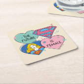 スーパーガール「未来は女性」 スクエアペーパーコースター (アングル)