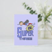 スーパーガール 3歳 誕生日Tシャツとギフト ポストカード (スタンド正面)