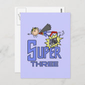 スーパーガール 3歳 誕生日Tシャツとギフト ポストカード (正面/裏面)