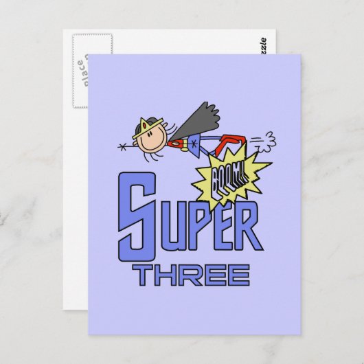 スーパーガール 3歳 誕生日Tシャツとギフト ポストカード (正面/裏面)