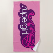 スーパーガールGroovy名とSシールド ビーチタオル (正面)