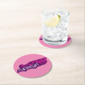 スーパーガールGroovy名とSシールド ラウンドペーパーコースター (インサイチュ)