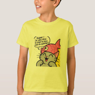 スーパーキャットと魚の面白い子供用Tシャツ Tシャツ
