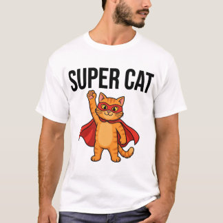 スーパーキャット 楽しい スーパーヒーロー 猫 Tシャツ