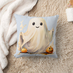 スーパーキュートな幽霊のかぼちゃ ライトブルーハロウィン クッション