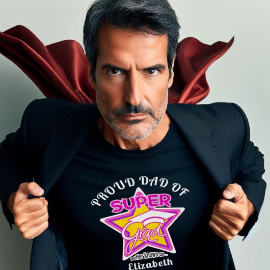 スーパーグラードピンクのダークエディットテキストの誇り高いパパ Tシャツ