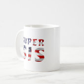 スーパーシスとアメリカ国旗 コーヒーマグカップ (正面左)