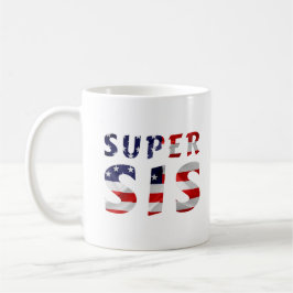 スーパーシスとアメリカ国旗 コーヒーマグカップ