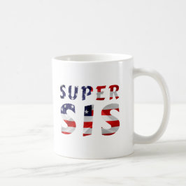 スーパーシスとアメリカ国旗 コーヒーマグカップ