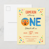 スーパーシンプルなノードル＆パalsのコンフェッティ1歳の誕生日 ポストカード (正面/裏面)