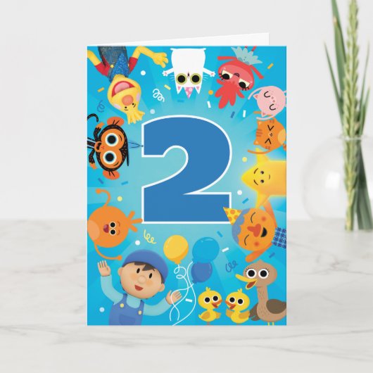 スーパーシンプルキャラクターのカラフルな誕生日カード カード (正面)