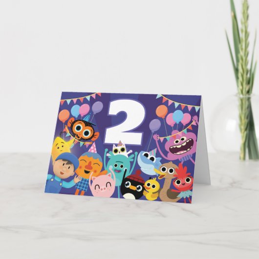 スーパーシンプルキャラクターズ フェスティブ バースデー カード (正面)