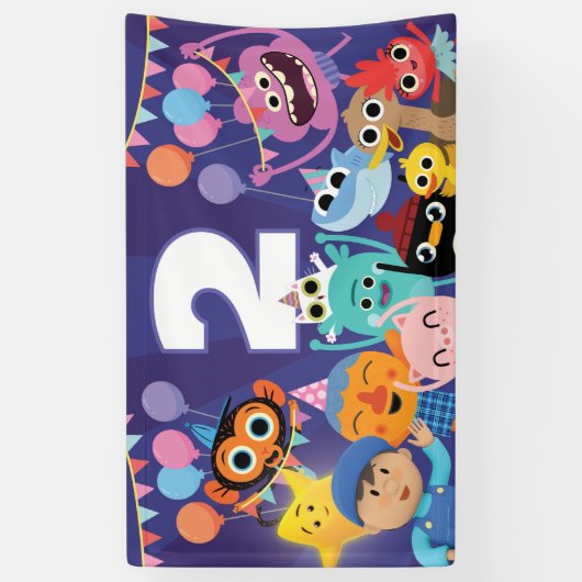 スーパーシンプルキャラクターズ フェスティブ バースデー 横断幕 (縦)