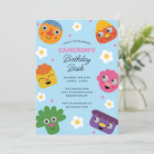 スーパーシンプル | ノードル＆パルズ ブルーフラワーバースデー 招待状 (スタンド正面)