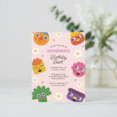 スーパーシンプル | ノードル＆パ pals ピンク フローラル バースデー ポストカード (スタンド正面)