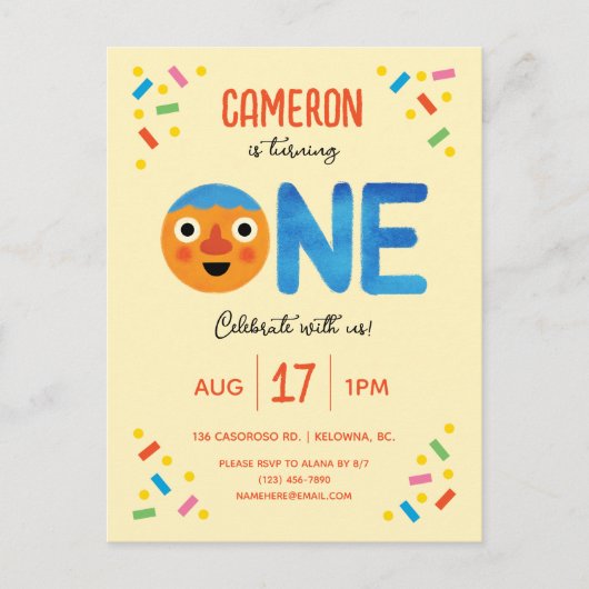 スーパーシンプル ノードル&パals 1歳の誕生日おめでとう ポストカード (正面)