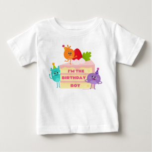 スーパーシンプル バンブルナムズ ケーキ - 誕生日の男の子 ベビーTシャツ