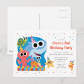 スーパーシンプル | フィニー・ザ・シャークのコンフェッティ誕生日 ポストカード (正面/裏面)