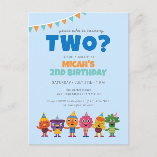 スーパーシンプル | Noodle & Pals キャラクターバースデー ポストカード (正面)