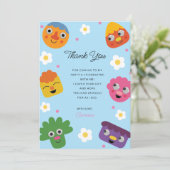 スーパーシンプル | Noodle & Pals ブルーフラワーバースデー サンキューカード (スタンド正面)