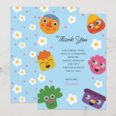 スーパーシンプル | Noodle & Pals ブルーフラワーバースデー サンキューカード (正面/裏面)