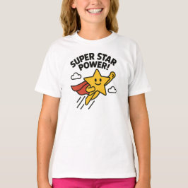 スーパースターの力 かわいい黄色のヒーローデザイン Tシャツ