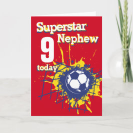 スーパースターの甥(9)の誕生日サッカーのスポーツレッド カード