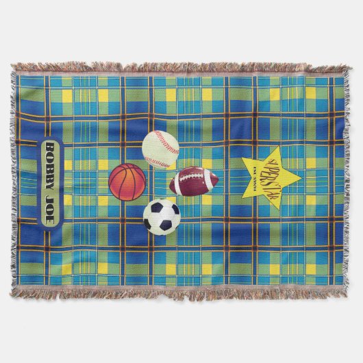 スーパースターイエローブループレイド スローブランケット (正面)