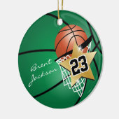 スーパースターオートグラフバスケットボール – ダークグリーン セラミックオーナメント (左)
