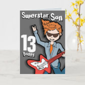 スーパースターソン11thバースデーグレーボーイカード カード (黄色い花)