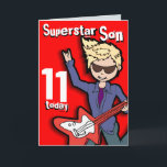 スーパースターソン11th誕生日レッドブロンド男の子カード カード<br><div class="desc">このカードには「スーパースターソン11 today」と書かれている。内側： 「ハッピーバースデー」。まカスタマイズた自分の言葉で。サラ・トレットが独占的に設計したおもしろい・カード。</div>