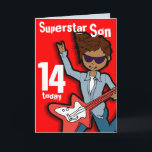スーパースターソン14th誕生日レッドカード カード<br><div class="desc">このカードには「スーパースター14 today」と書かれている。内側： 「ハッピーバースデー」。まカスタマイズた自分の言葉で。サラ・トレットが独占的に設計したおもしろい・カード。</div>