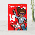スーパースターソン14th誕生日レッドカード カード<br><div class="desc">このカードには「スーパースター14 today」と書かれている。内側： 「ハッピーバースデー」。まカスタマイズた自分の言葉で。サラ・トレットが独占的に設計したおもしろい・カード。</div>