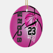 スーパースターバスケットボールのパーソナライズ – ピンク セラミックオーナメント (右)