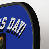 「スーパースターパパ」父の日ブルー/シルバー ピックルボールラケット (左詳細)