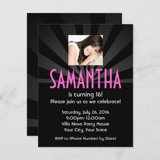 スーパースターライトフォトバースデーパーティ招待状 招待状 (正面/裏面)