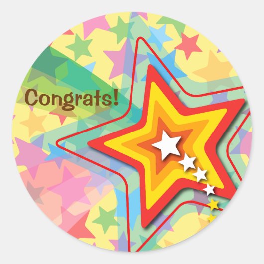 スーパースターレインボーおもしろいパーティー特典ラベル/ステッカー ラウンドシール (正面)