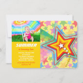スーパースターレインボーカラフルバースデーパーティー招待状 招待状 (正面)