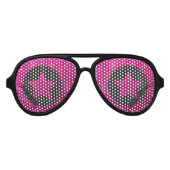 スーパースターロックスターカッコいいピンクスターブラックパーティー アビエーターサングラス (正面)