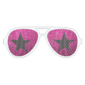 スーパースターロックスターカッコいいブラックスターピンクパーティー アビエーターサングラス (正面)