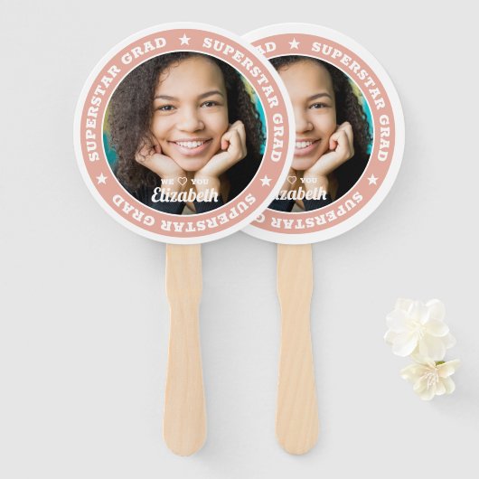 スーパースター卒業式モダンカスタム写真 ハンドファン (正面&裏面)