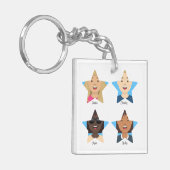 スーパースター家族の写真4人をアップロード キーホルダー (正面左)